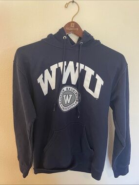 Navy Hoodie with White WWU Chest Logo